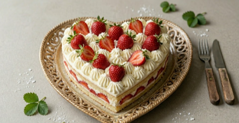 Tarta corazón de nata y fresa - Imagen 2