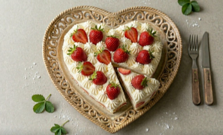 Tarta corazón de nata y fresa - Imagen 3